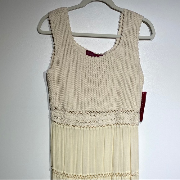 NWT Mix Nouveau Ivory Boho Open Knit Work Maxi Dress - Picture 14 of 15